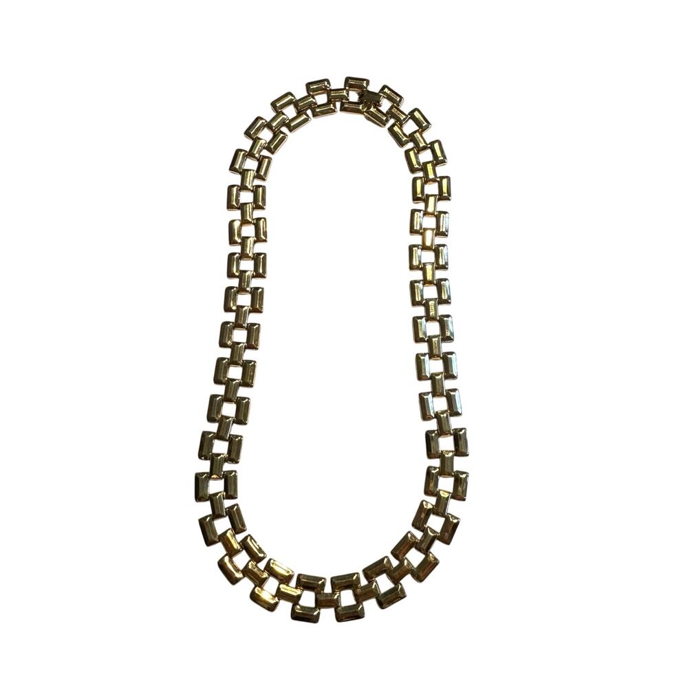 Avon chunky box chain collar necklace choker goldtone lightweight vintage Y2K
